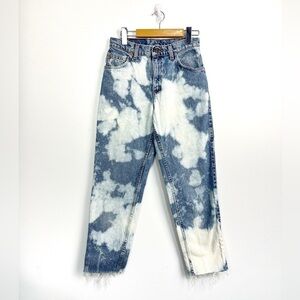 Vintage Orange Tab Levi’s Bleach Tie Dye Made in USA Raw Hem Distressed Sz